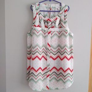 Candie's Top | Women's Red Green White Tank | Office Wear | Casual